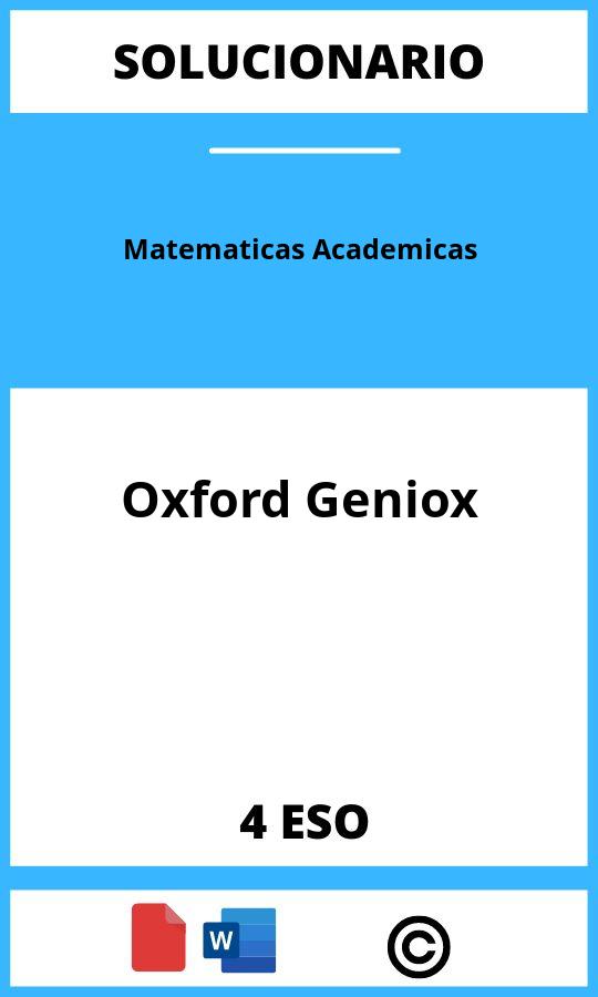 Solucionario Matematicas Academicas 4 ESO Oxford Geniox
